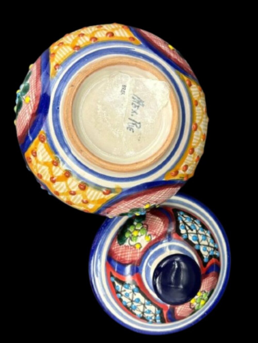Vintage Mexican Artisan Talavera Hand Painted Pottery Lidded Jar - Picture 7 of 7